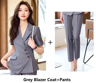 Svinīgi bleizeri Sieviešu lietišķie darba apģērbi uzvalki vasaras dāmu biroja bikškostīmi profesionālie tērpi komplekti vienoti stili lielizmēra