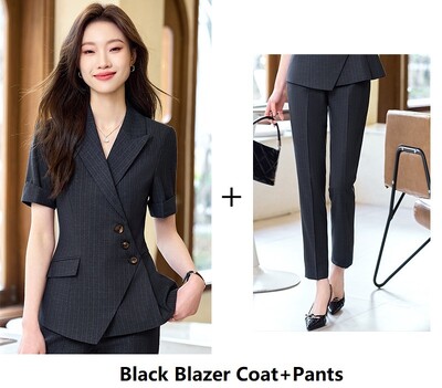 Svinīgi bleizeri Sieviešu lietišķie darba apģērbi uzvalki vasaras dāmu biroja bikškostīmi profesionālie tērpi komplekti vienoti stili lielizmēra