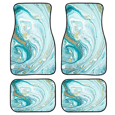 Dreaweet Cow Animal Print Auto grīdas paklāji, 4 daļīgi augstākās kvalitātes paklāji, neslīdoši, pasažiera sēdeklis un aizmugures grīdas paklāji