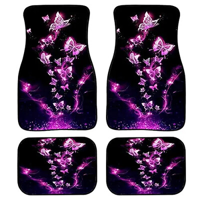 Dreaweet Cow Animal Print Auto grīdas paklāji, 4 daļīgi augstākās kvalitātes paklāji, neslīdoši, pasažiera sēdeklis un aizmugures grīdas paklāji