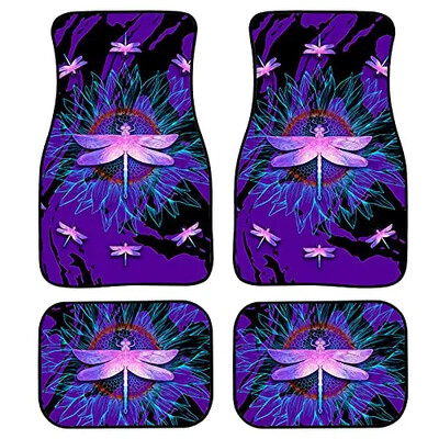 Dreaweet Cow Animal Print Auto grīdas paklāji, 4 daļīgi augstākās kvalitātes paklāji, neslīdoši, pasažiera sēdeklis un aizmugures grīdas paklāji