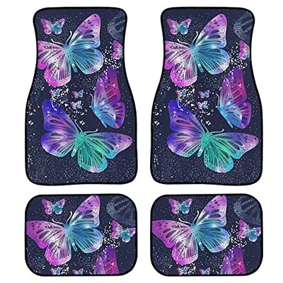 Dreaweet Cow Animal Print Auto grīdas paklāji, 4 daļīgi augstākās kvalitātes paklāji, neslīdoši, pasažiera sēdeklis un aizmugures grīdas paklāji