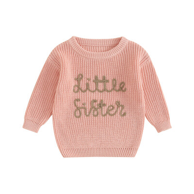 Citgeett Pulovere de toamnă pentru bebeluși fetițe drăguț cu mânecă lungă, broderie cu litere, tricot, pulover, topuri, haine de toamnă