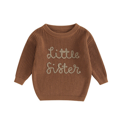 Citgeett Pulovere de toamnă pentru bebeluși fetițe drăguț cu mânecă lungă, broderie cu litere, tricot, pulover, topuri, haine de toamnă