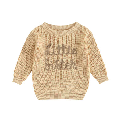 Citgeett Pulovere de toamnă pentru bebeluși fetițe drăguț cu mânecă lungă, broderie cu litere, tricot, pulover, topuri, haine de toamnă