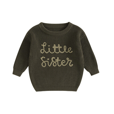 Citgeett Pulovere de toamnă pentru bebeluși fetițe drăguț cu mânecă lungă, broderie cu litere, tricot, pulover, topuri, haine de toamnă