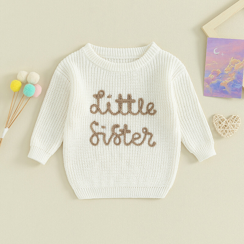 Jesenné dievčenské svetre Citgeett s dlhým rukávom, výšivkou a pletenými topmi, jesenné oblečenie