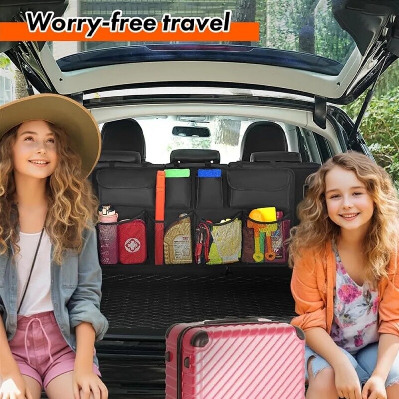 Organizer πορτμπαγκάζ αυτοκινήτου Καθολική ρυθμιζόμενη τσάντα αποθήκευσης πίσω καθίσματος Δίχτυ υψηλής χωρητικότητας πολλαπλών χρήσεων Oxford Universal Stowing Τακτοποίηση