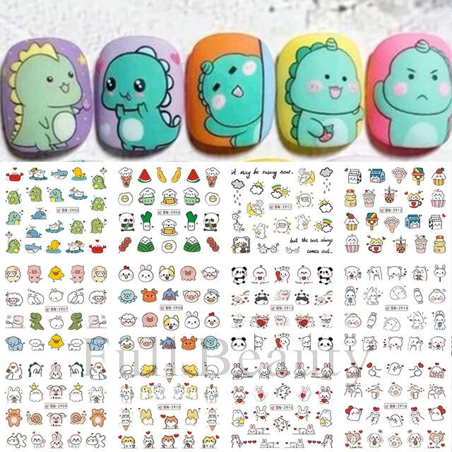 Határon átnyúló új köröm vízjel matrica rajzfilm medve papagáj aranyos állat köröm matrica