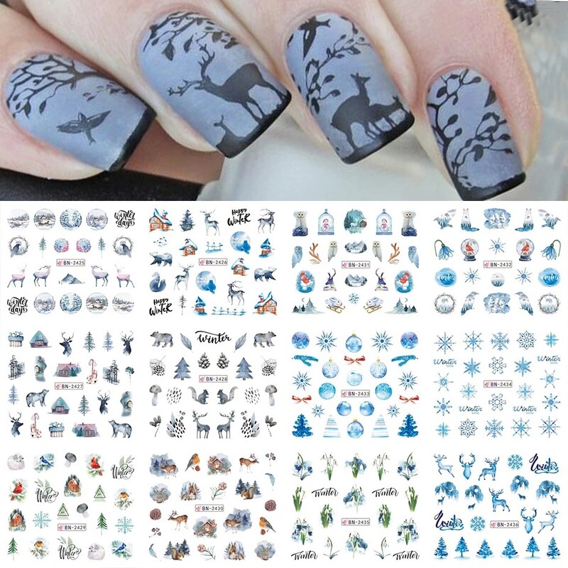 Határon átnyúló új köröm vízjel matrica rajzfilm medve papagáj aranyos állat köröm matrica