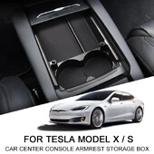 Pentru Tesla Model X Model S Consola centrală auto Cutie de depozitare cotiera Organizator tavă Covorașe anti-alunecare Depozitare Cutie de depozitare pentru mașină