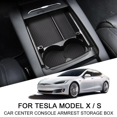 За Tesla Model X Model S Централна конзола за кола Подлакътник Кутия за съхранение Тава Организатор Подложки против хлъзгане Съхранение Подреждане Кутия за съхранение на кола