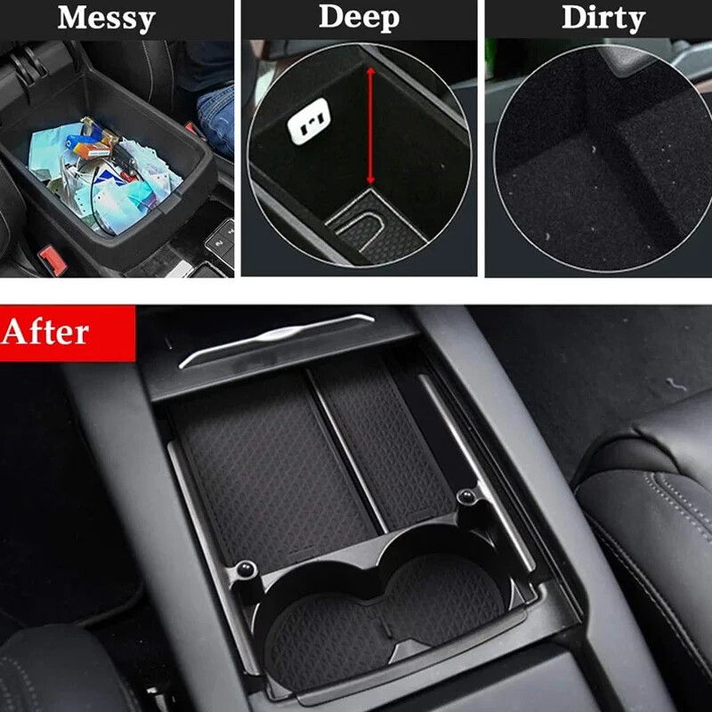 Pentru Tesla Model X Model S Consola centrală auto Cutie de depozitare cotiera Organizator tavă Covorașe anti-alunecare Depozitare Cutie de depozitare pentru mașină