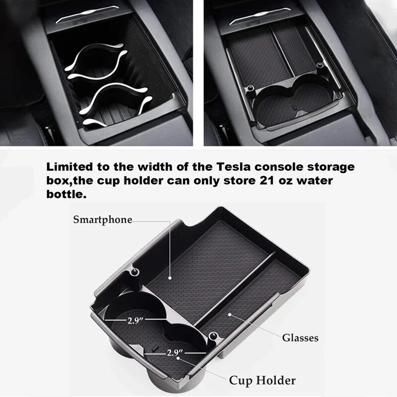 Pentru Tesla Model X Model S Consola centrală auto Cutie de depozitare cotiera Organizator tavă Covorașe anti-alunecare Depozitare Cutie de depozitare pentru mașină