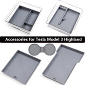Pentru Tesla Model 3 Highland 2024 Accesorii interioare Consolă centrală Cutie organizatoare de depozitare Cotiera transparentă Covoraș pentru pahare