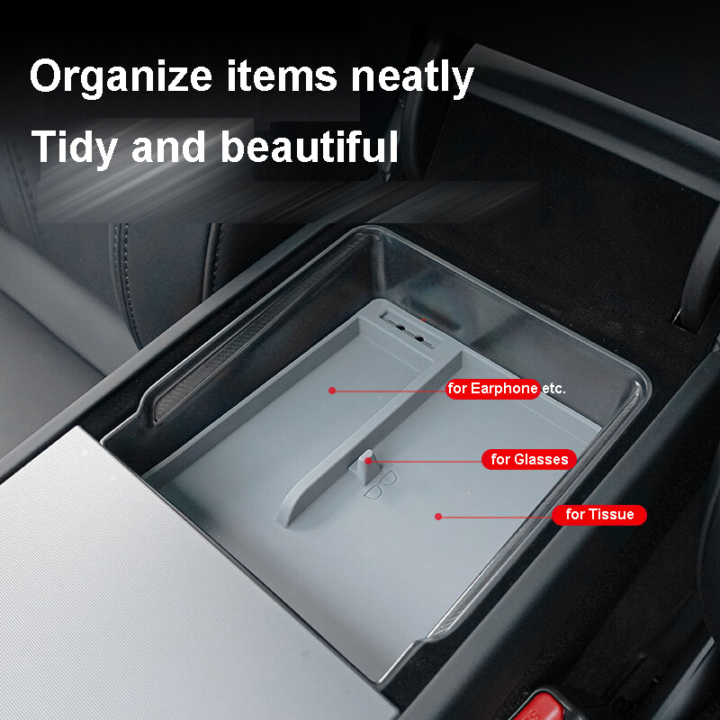 Pentru Tesla Model 3 Highland 2024 Accesorii interioare Consolă centrală Cutie organizatoare de depozitare Cotiera transparentă Covoraș pentru pahare