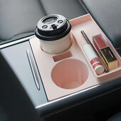 για ένθετο ποτηροθήκης Tesla με θήκη για κάρτα κλειδιού & σχεδιασμό αποθήκευσης συμβατό με μοντέλο 3 Model Y, πλενόμενη σιλικόνη τροφίμων