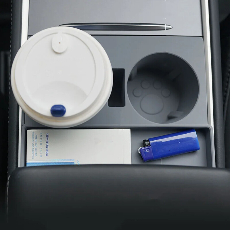 για ένθετο ποτηροθήκης Tesla με θήκη για κάρτα κλειδιού & σχεδιασμό αποθήκευσης συμβατό με μοντέλο 3 Model Y, πλενόμενη σιλικόνη τροφίμων