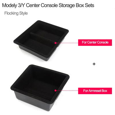 Cutie de depozitare pentru Tesla Model 3 Y Consola centrală Cotiere centrale tăvi Organizator auto Container Suport pentru carcasă flocata 2021-2023