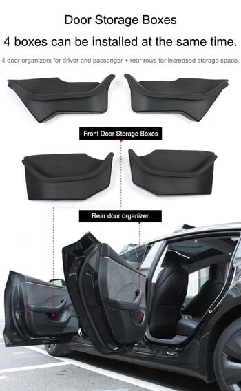 Για Tesla Model 3 Highalnd 2023-2024 Door Storage Box Υποδοχή πόρτας Mat Side Door Organizer TPE Mats αδιάβροχο ελαστικό πλήρες κάλυμμα