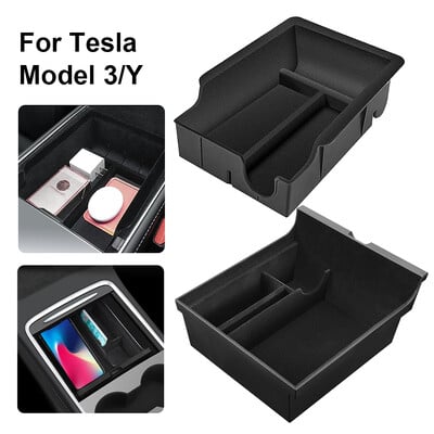 Skirta Tesla Model 3 Y 2022 2023 Sandėliavimo dėžė Automobilio centrinis porankis Flocking / ABS Storage Box Organizer Model 3 2021 Priedai