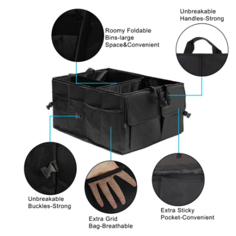 Lielas ietilpības saliekama automašīnas glabāšanas kaste Bagāžnieka bagāžas nodalījuma remonta instrumenti Turētājs Auto organizators Automobiļu piederumi Universāls