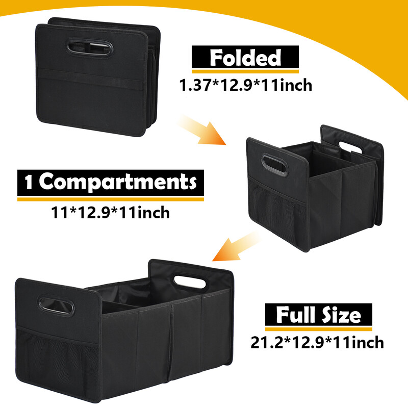 Autó csomagtartó rendszerező, Összecsukható többrekeszes autós rendszerező Összecsukható és vízálló, Bármilyen autóhoz, SUV-hoz, Mini-Vanhoz, Bl.
