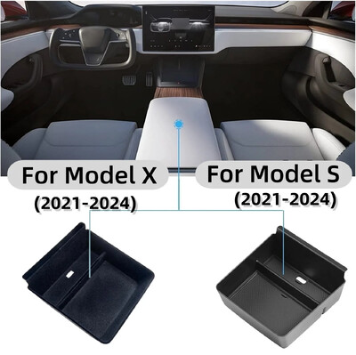 Centrinės konsolės laikymo padėklas, skirtas Tesla Model S/X Plaid, tinka modeliui S/X 2021-2024 porankis Centrinės konsolės laikymo ilgas atstumas