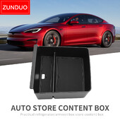 ZUNDUO Cutie de depozitare cotieră centrală auto pentru Tesla Model S Consolă centrală Tavă Organizator Container Accesorii de aranjare Negru