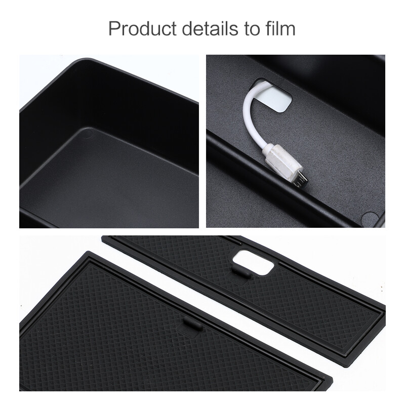 ZUNDUO Cutie de depozitare cotieră centrală auto pentru Tesla Model S Consolă centrală Tavă Organizator Container Accesorii de aranjare Negru