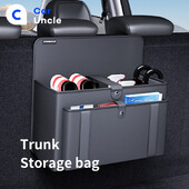 Organizator pentru spate scaun auto Cutie de depozitare reglabilă de mare capacitate Organizator portbagaj pentru bancheta din spate Geantă de băcănie din piele PU