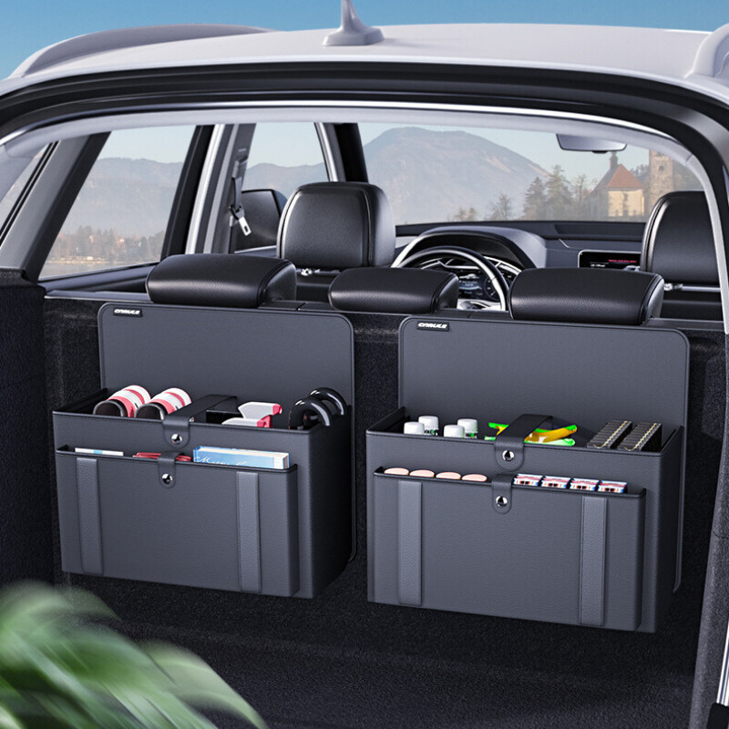 Organizator pentru spate scaun auto Cutie de depozitare reglabilă de mare capacitate Organizator portbagaj pentru bancheta din spate Geantă de băcănie din piele PU