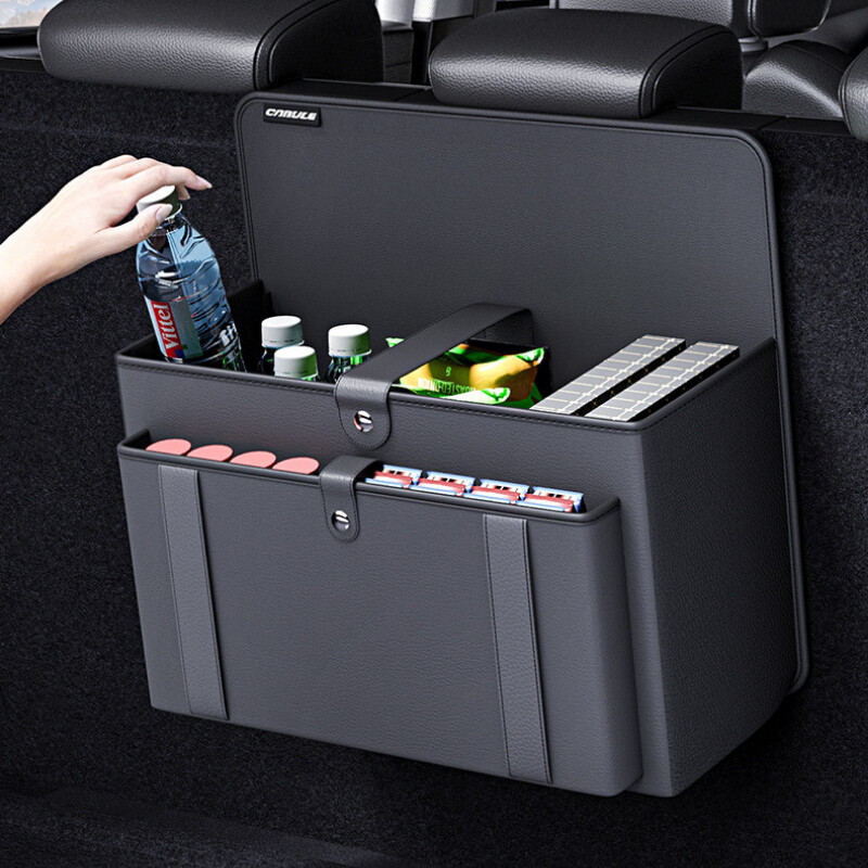 Organizator pentru spate scaun auto Cutie de depozitare reglabilă de mare capacitate Organizator portbagaj pentru bancheta din spate Geantă de băcănie din piele PU
