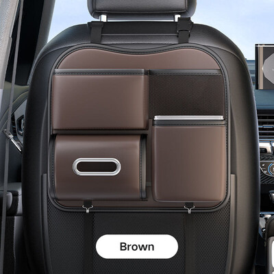 Autósülés háttámla Tárolótáska Auto fejtámla akasztós táska Pu bőr tárolórekesz papírzsebkendőhöz telefon ételtartó