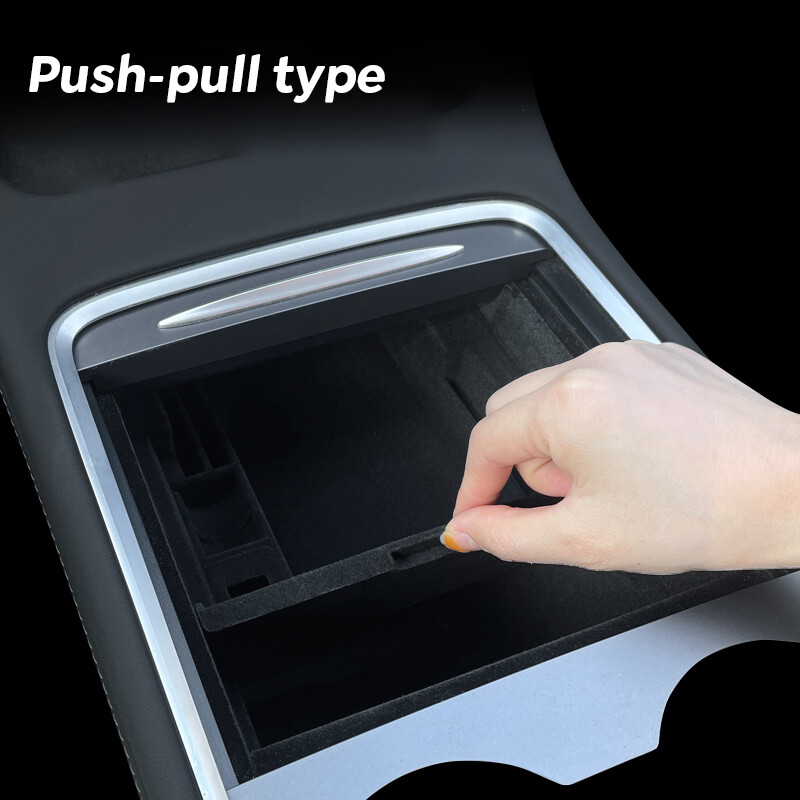 Pentru Tesla Model Y 2024 Cutie de depozitare ascunsă Consolă centrală a mașinii Cotiera față și spate Flocare cu grilă stratificată Container organizat