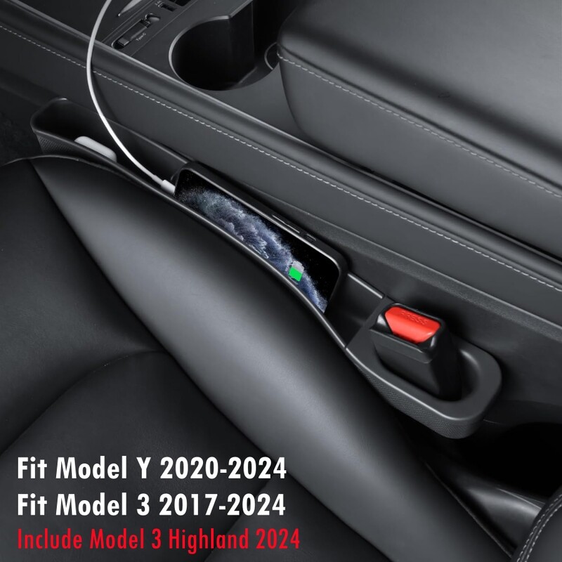 2 DB Tesla Model Y Model 3 2017-2024 középkonzol rendszerező tálca ülés oldalsó tárolódobozzal telefontartó napszemüvegekhez