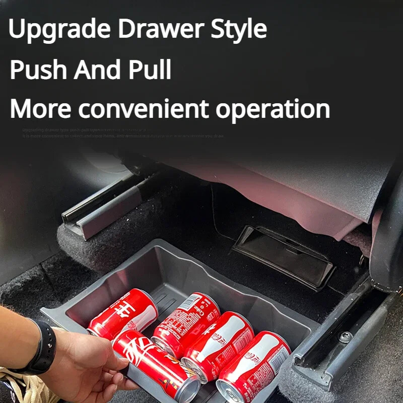 Cutie de depozitare sub scaun pentru Tesla Model Y Sertar ecologic Cutie de depozitare TPE Push Pull Accesorii pentru interiorul mașinii 2023