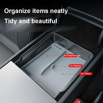 Για Tesla Model 3+ Highland 2024 Central Console Storage Box Organizer βραχίονα διαφανής ομαλή ολίσθηση Νέο Model3 αξεσουάρ