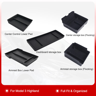 Pentru Tesla Model 3 Highland 2024 Carcasă organizată de depozitare pentru consola centrală Cutie de depozitare pentru cotieră Covoraș anti-alunecare superioară și inferioară din silicon