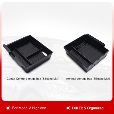 Pentru Tesla Model 3 Highland 2024 Carcasă organizată de depozitare pentru consola centrală Cutie de depozitare pentru cotieră Covoraș anti-alunecare superioară și inferioară din silicon