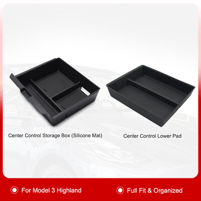 Pentru Tesla Model 3 Highland 2024 Carcasă organizată de depozitare pentru consola centrală Cutie de depozitare pentru cotieră Covoraș anti-alunecare superioară și inferioară din silicon