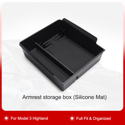 Pentru Tesla Model 3 Highland 2024 Carcasă organizată de depozitare pentru consola centrală Cutie de depozitare pentru cotieră Covoraș anti-alunecare superioară și inferioară din silicon