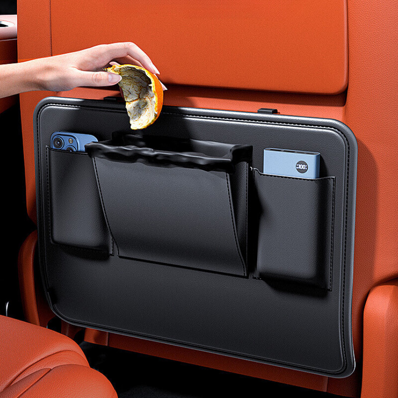 2024 Noul scaun de mașină din spate Tampă de depozitare anti-lovitură Geanta de gunoi modernizată Cutie de depozitare din piele de înaltă calitate, convenabilă și universală