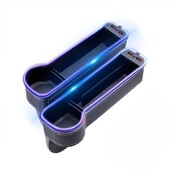 Πλήρωση κενού καθισμάτων αυτοκινήτου Βάση ποτηριού αλλαγή χρώματος Αλλαγή χρώματος LED Κουτί οργάνωσης αποθήκευσης ρωγμών αυτοκινήτου με φορτιστή 2USB Αξεσουάρ αυτοκινήτου