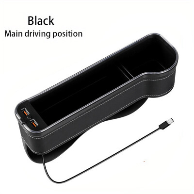 Πλήρωση κενού καθισμάτων αυτοκινήτου Βάση ποτηριού αλλαγή χρώματος Αλλαγή χρώματος LED Κουτί οργάνωσης αποθήκευσης ρωγμών αυτοκινήτου με φορτιστή 2USB Αξεσουάρ αυτοκινήτου