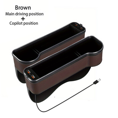 Πλήρωση κενού καθισμάτων αυτοκινήτου Βάση ποτηριού αλλαγή χρώματος Αλλαγή χρώματος LED Κουτί οργάνωσης αποθήκευσης ρωγμών αυτοκινήτου με φορτιστή 2USB Αξεσουάρ αυτοκινήτου