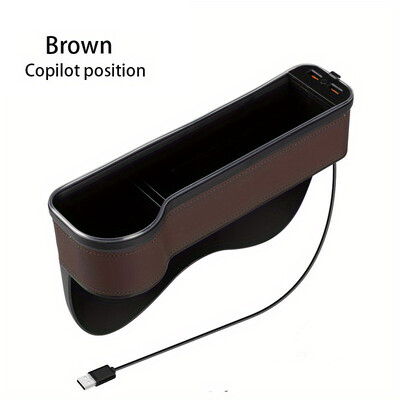 Πλήρωση κενού καθισμάτων αυτοκινήτου Βάση ποτηριού αλλαγή χρώματος Αλλαγή χρώματος LED Κουτί οργάνωσης αποθήκευσης ρωγμών αυτοκινήτου με φορτιστή 2USB Αξεσουάρ αυτοκινήτου