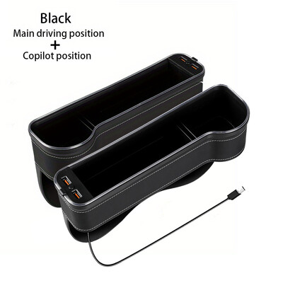 Πλήρωση κενού καθισμάτων αυτοκινήτου Βάση ποτηριού αλλαγή χρώματος Αλλαγή χρώματος LED Κουτί οργάνωσης αποθήκευσης ρωγμών αυτοκινήτου με φορτιστή 2USB Αξεσουάρ αυτοκινήτου