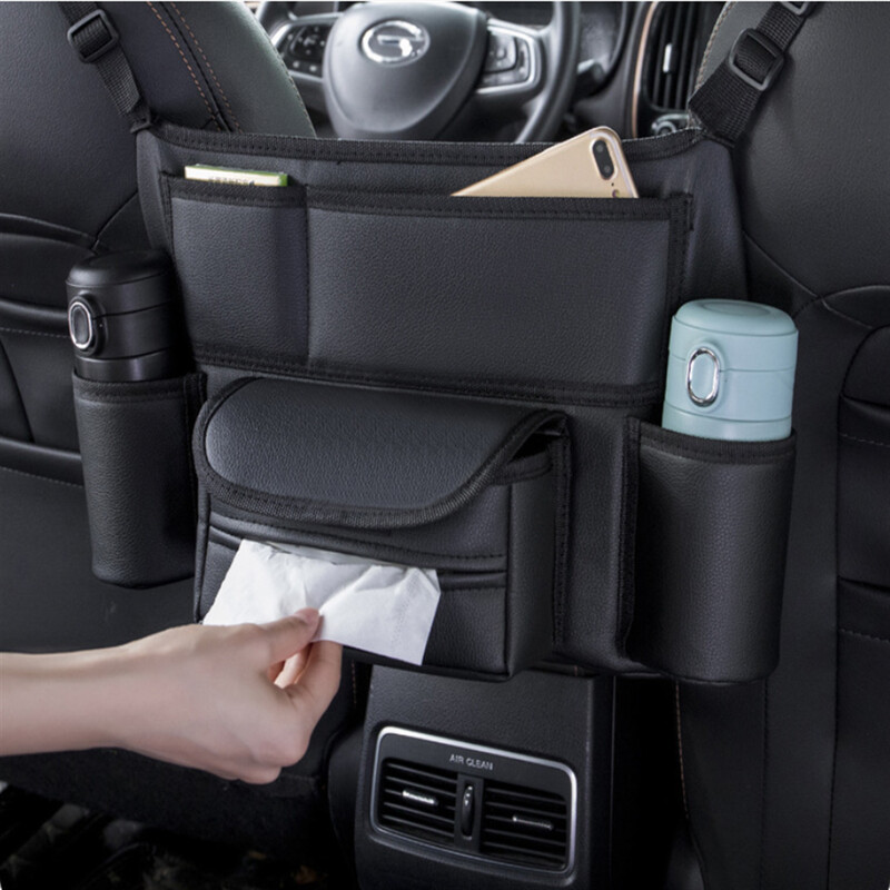 Organizator pentru spate scaun din piele Suport geantă pentru mașină între scaune Organizator pentru mașină pentru scaunul din față Bariera de depozitare a scaunului din spate pentru copii