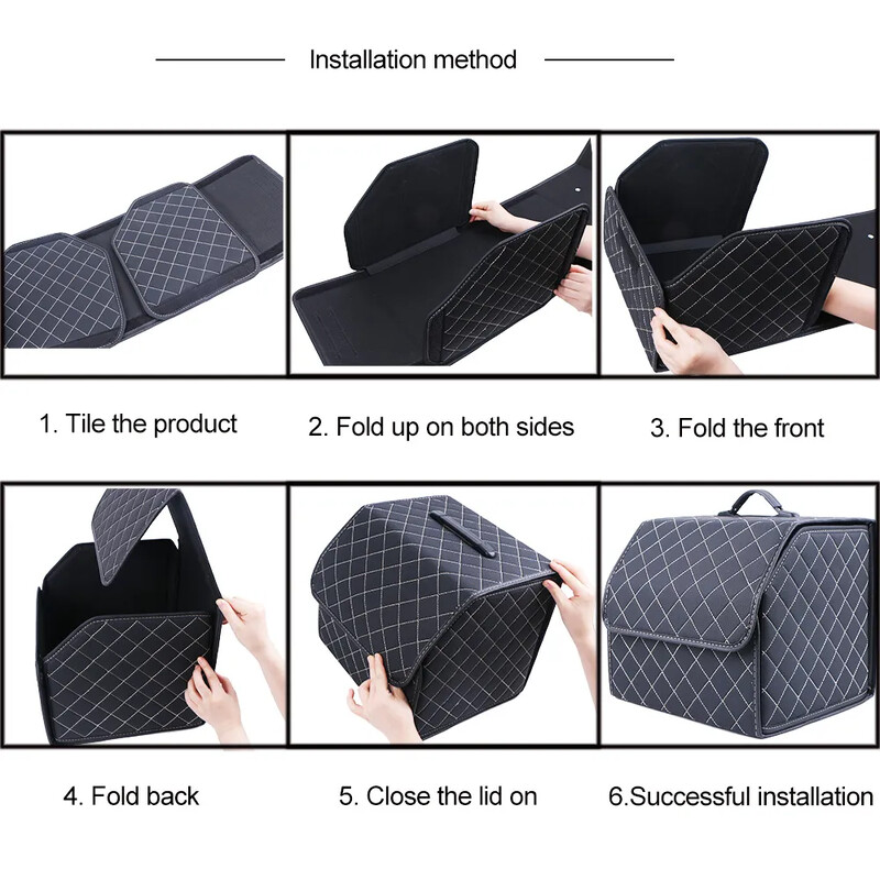 Noua cutie de organizare a portbagajului mașinii, pliabilă, de capacitate mare, unelte multifuncționale, geantă de depozitare, depozitare, ordonare, piele pentru cutie de depozitare auto